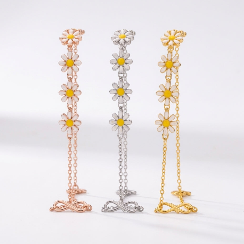 Daisy Charm Bracelets Combo Gold Silver Rose for Women