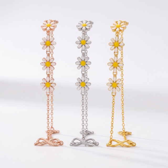 Daisy Charm Bracelets Combo Gold Silver Rose for Women