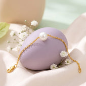 Gold Finish Pearl Bracelet for Women | Elegant Chain Jewelry