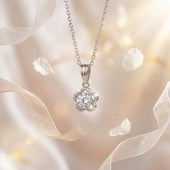Floral Pendant Necklace for Women | Silver Plated with Cubic Zirconia