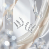 Silver Crystal Triple Claw Stud Earrings | Fashion Jewelry for Women