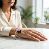 Colorful Beaded Butterfly Charm Bracelet for Women | Crystal Finish