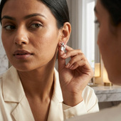 Silver Finish Opal Stud Earrings | Elegant Everyday Jewelry for Women