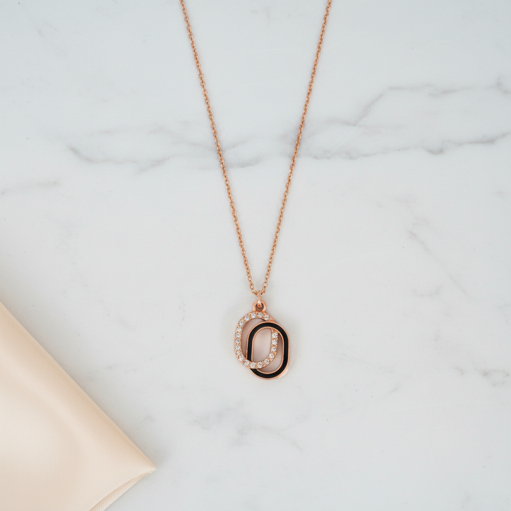 Rose Gold Finish Initial O Pendant Necklace for Women
