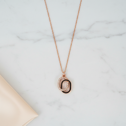 Rose Gold Finish Initial O Pendant Necklace for Women