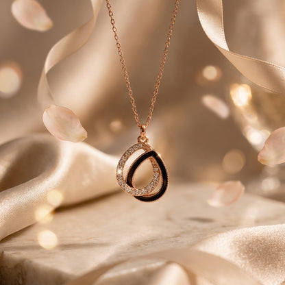 Rose Gold Finish Teardrop Pendant Necklace for Women