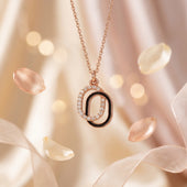 Rose Gold Finish Initial O Pendant Necklace for Women