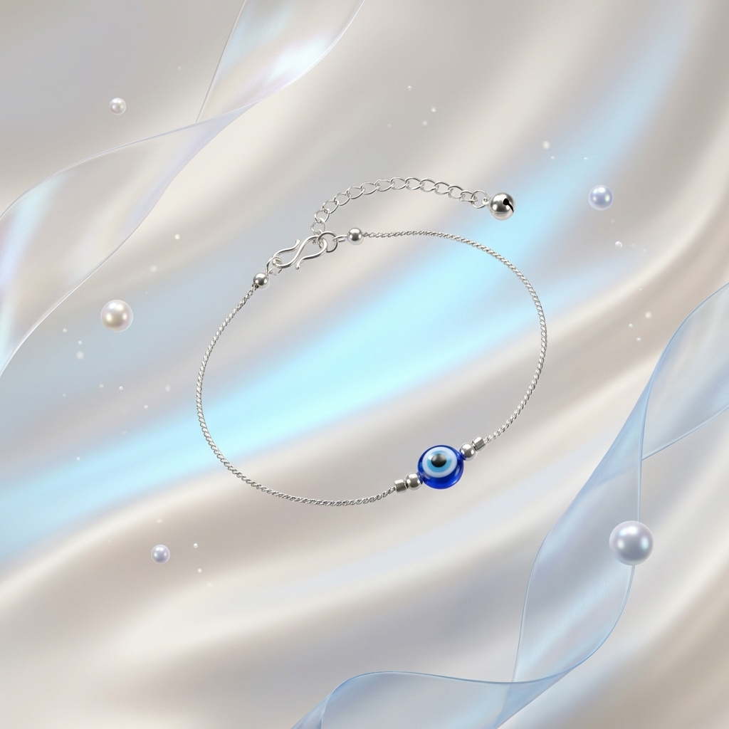Minimalist Evil Eye Bracelet for Women | Silver Finish
