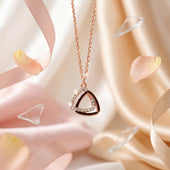 Rose Gold Finish Triangle Pendant Necklace for Women