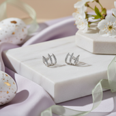 Silver Crystal Triple Claw Stud Earrings | Fashion Jewelry for Women