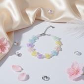 Pastel Butterfly Charm Bracelet for Women | Crystal Beaded