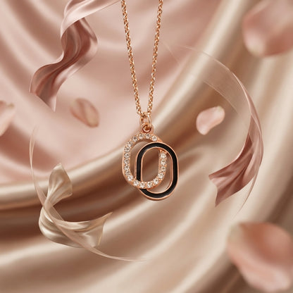 Rose Gold Finish Initial O Pendant Necklace for Women