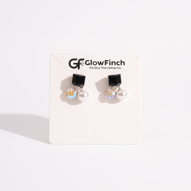 Black Crystal Pearl Drop Earrings for Women | Elegant Jewelry