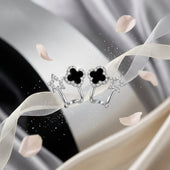 Silver Star & Black Clover Ear Cuff Earrings | Layered Ear Styling for Women