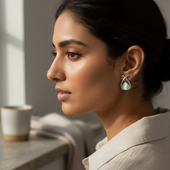Silver Finish Opal Stud Earrings | Elegant Everyday Jewelry for Women