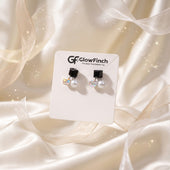 Black Crystal Pearl Drop Earrings for Women | Elegant Jewelry