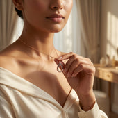 Rose Gold Finish Teardrop Pendant Necklace for Women | CZ Studded