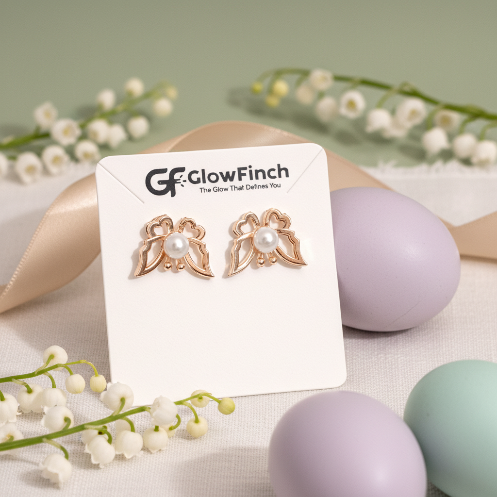 Elegant Pearl Stud Earrings for Women Gold Finish Floral ( 2 in 1 )