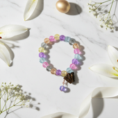 Colorful Beaded Butterfly Charm Bracelet for Women | Crystal Finish