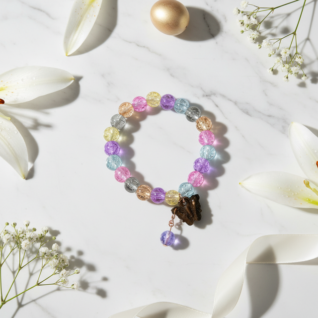 Colorful Beaded Butterfly Charm Bracelet for Women | Crystal Finish