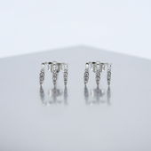Silver Crystal Triple Claw Stud Earrings | Fashion Jewelry for Women