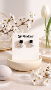 Black Crystal Pearl Drop Earrings for Women | Elegant Jewelry