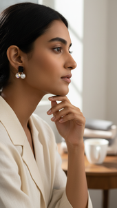 Black Crystal Pearl Drop Earrings for Women | Elegant Jewelry
