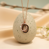 Rose Gold Finish Initial O Pendant Necklace for Women