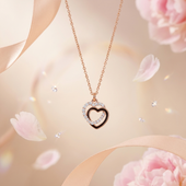 Rose Gold Finish Heart Pendant Necklace for Women