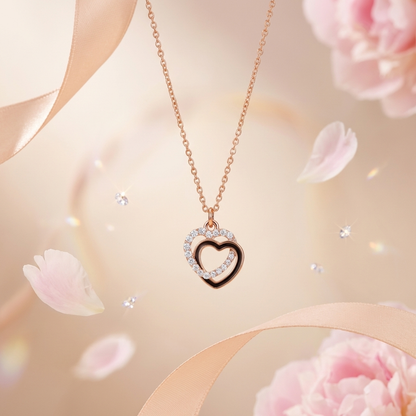 Rose Gold Finish Heart Pendant Necklace for Women
