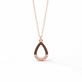 Rose Gold Finish Teardrop Pendant Necklace for Women | CZ Studded