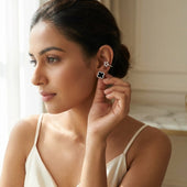 Silver Star & Black Clover Ear Cuff Earrings | Layered Ear Styling for Women