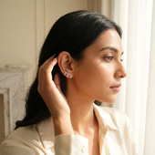 Silver Crystal Triple Claw Stud Earrings | Fashion Jewelry for Women