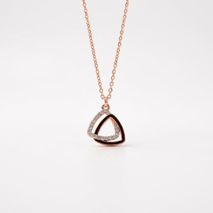 Rose Gold Finish Triangle Pendant Necklace for Women
