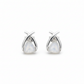 Silver Finish Opal Stud Earrings | Elegant Everyday Jewelry for Women