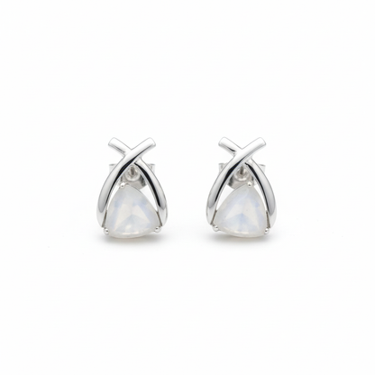 Silver Finish Opal Stud Earrings | Elegant Everyday Jewelry for Women