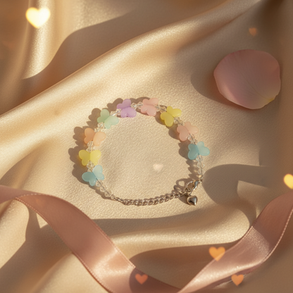 Pastel Butterfly Charm Bracelet for Women | Crystal Beaded