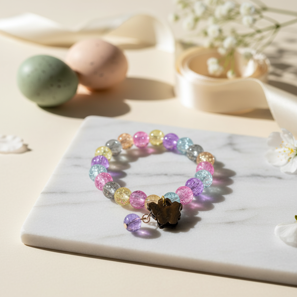 Colorful Beaded Butterfly Charm Bracelet for Women | Crystal Finish