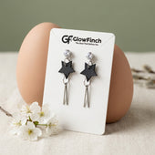 Black Star Drop Earrings for Women Silver Finish Fashion Jewelry