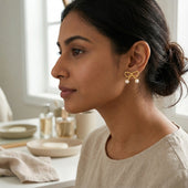 Bow Pearl Stud Earrings for Women Gold Finish (Pack of 3)