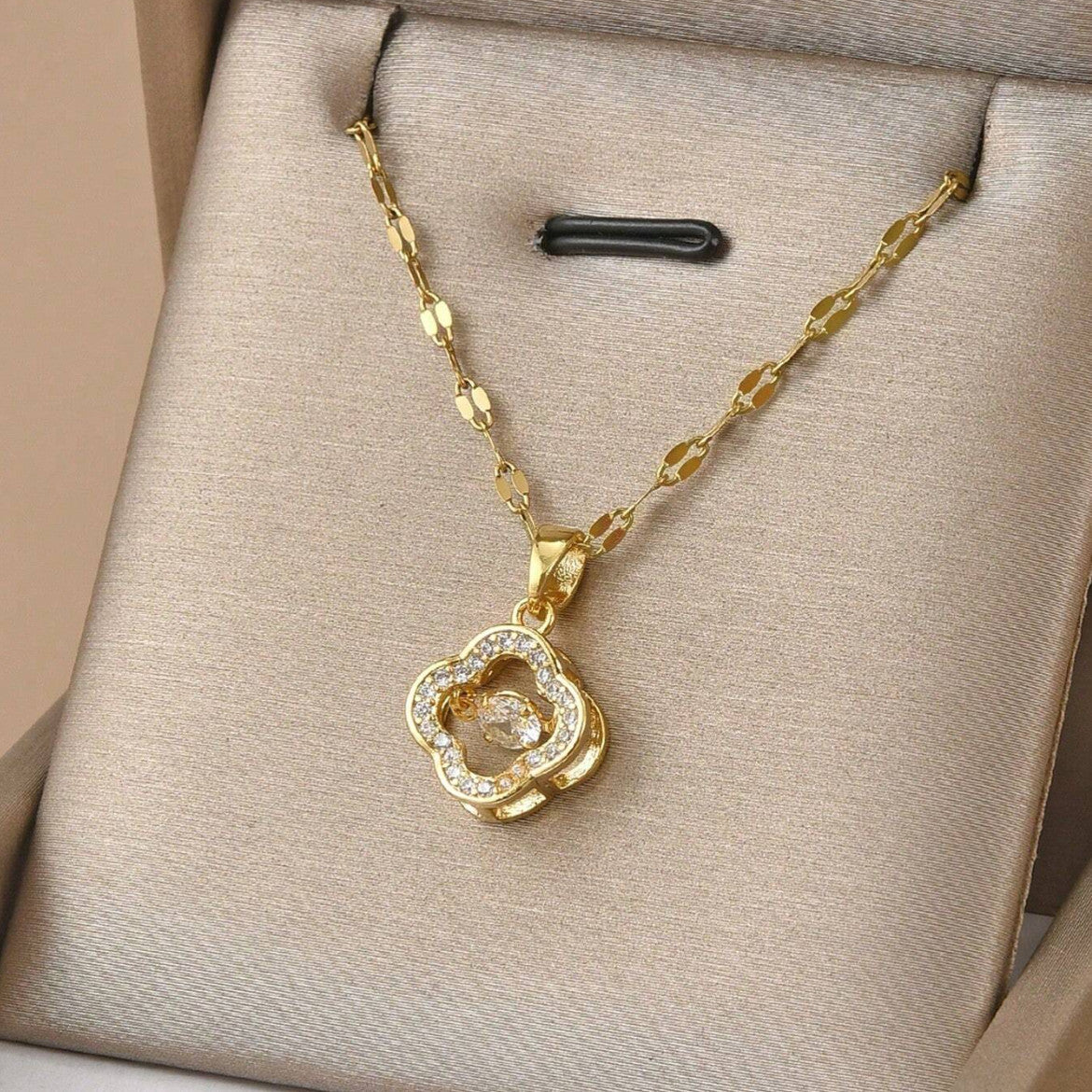 GlowFinch Gold  finish Crystal Pendant Necklace for Women | Elegant Daily Wear Jewellery