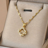 GlowFinch Gold Finish Crystal Pendant Necklace for Women | Elegant Daily Wear Jewellery